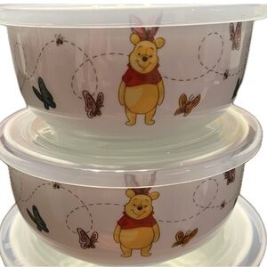 Disney Winnie the Pooh “Spring Days” Nesting Bowls with Pressure Release Lids